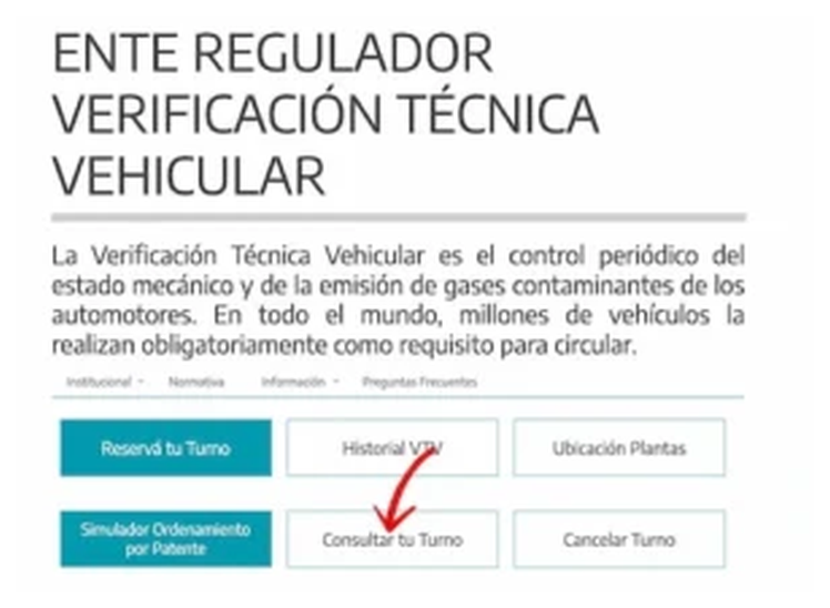 Paso 1 para consultar o cambiar el turno de la VTV en Hurlingham